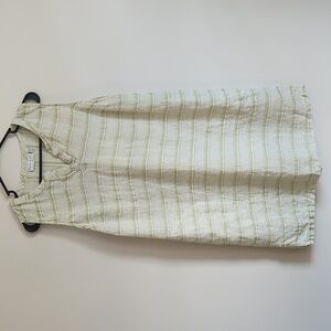 Habitat Sleeveless Striped 100% Linen Dress With Pockets Green